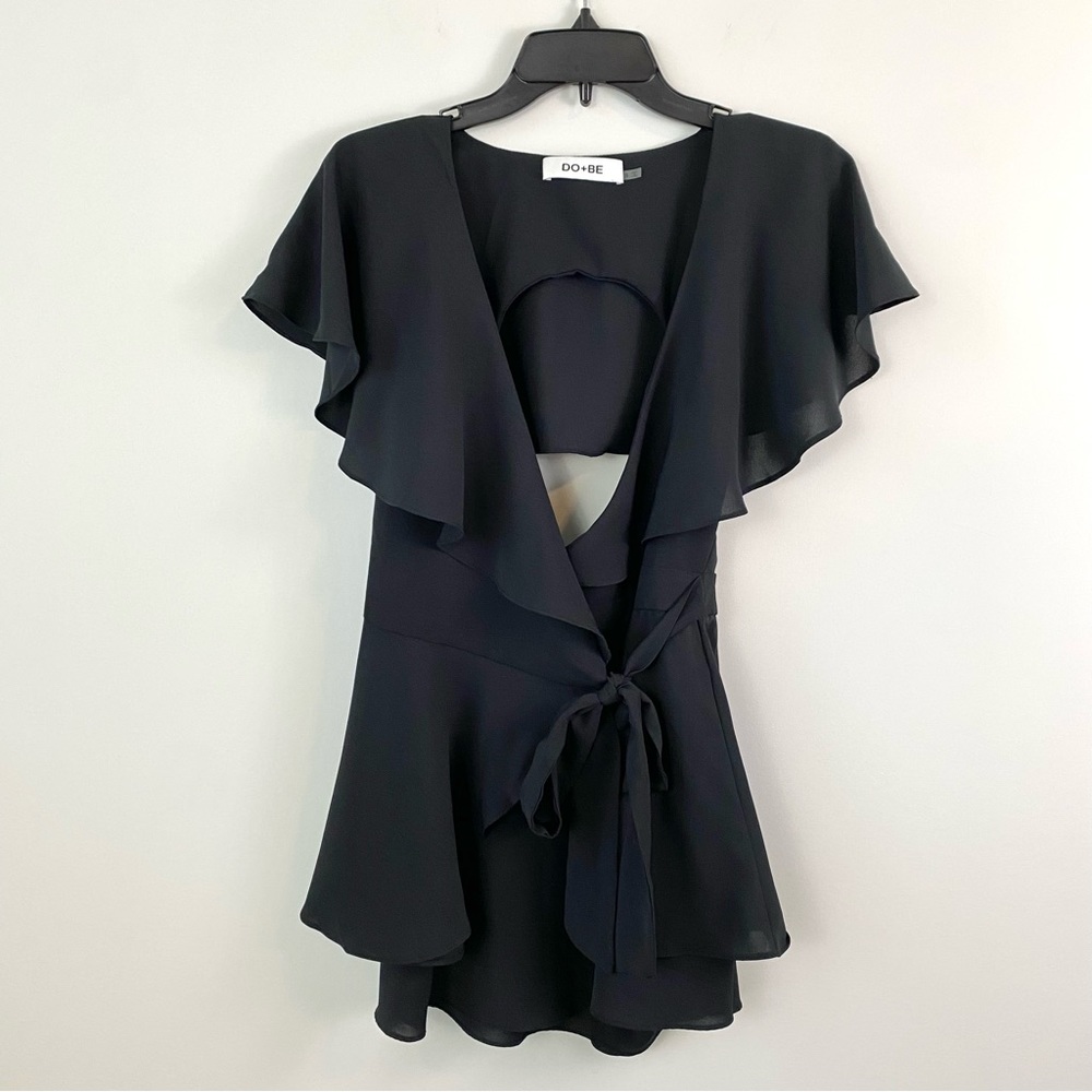 Do+Be Aldrin Backless Wrap Skort Romper Black S - Picture 3 of 9